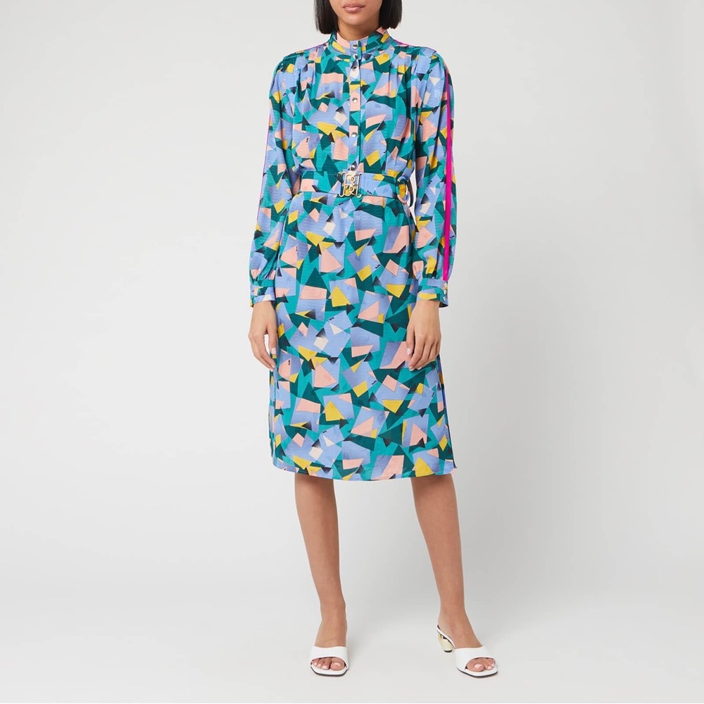 Bold Geo Mock Neck Dress With Sporty Stripe from Coach